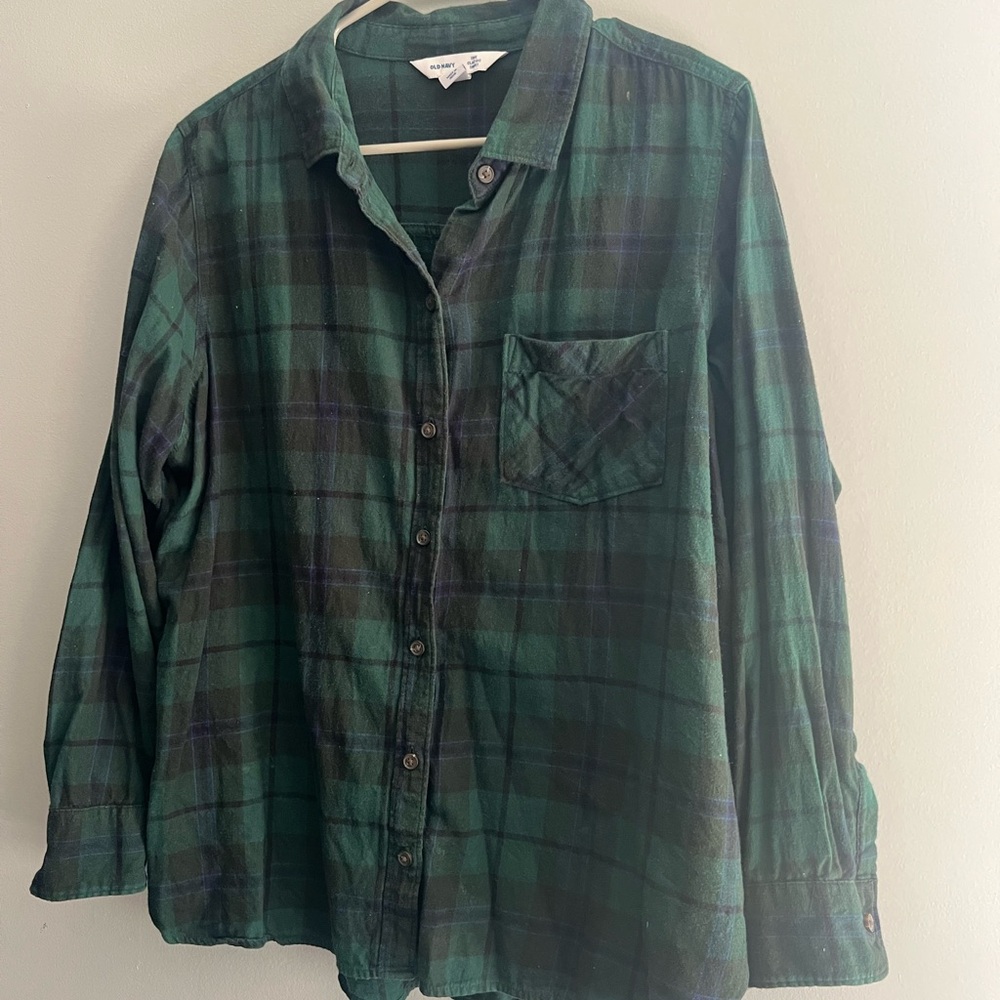 Womens Green Plaid Shirt